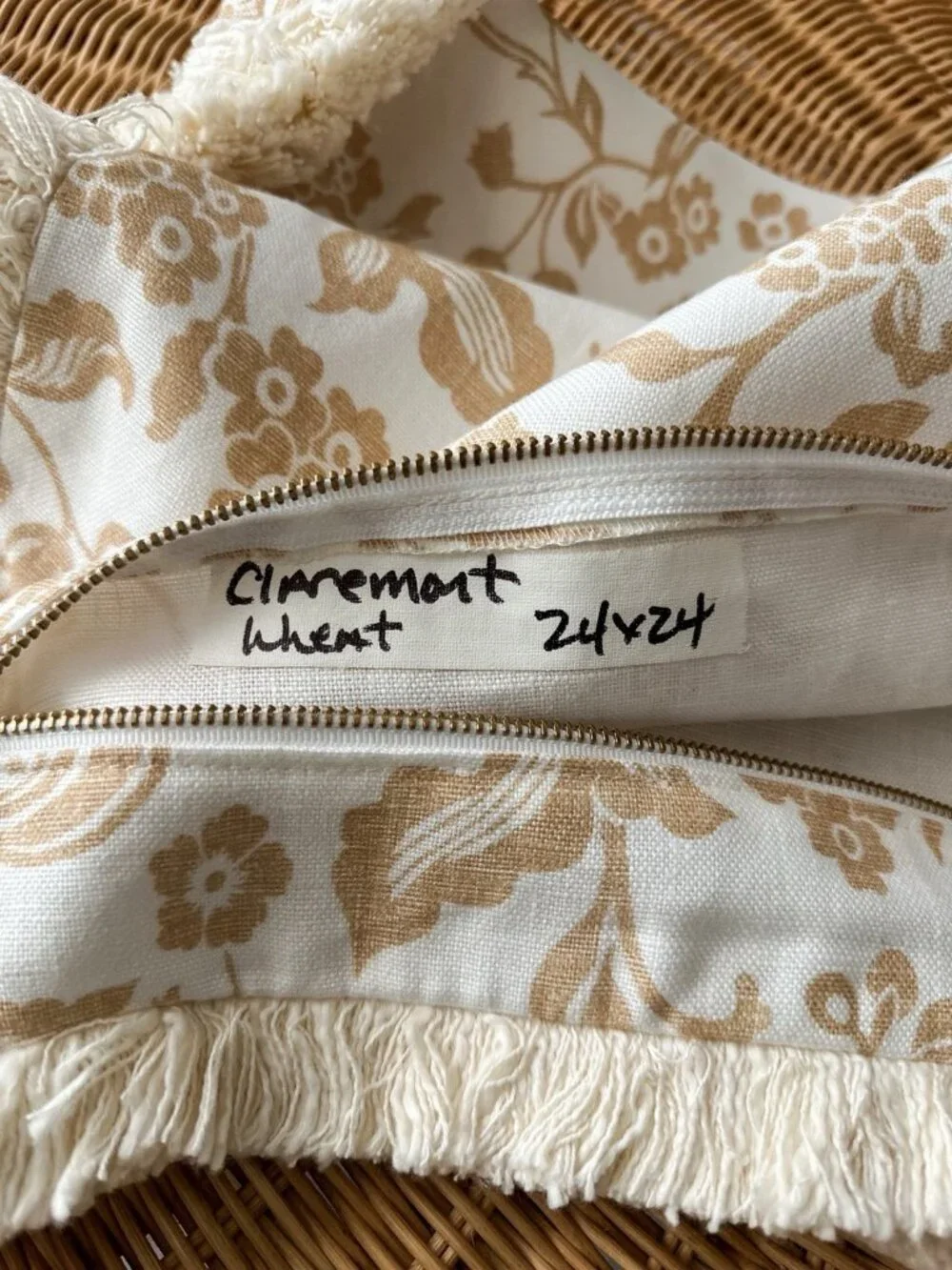 Serena & Lily Claremont Linen Pillow Cover (SAMPLE/NO TAGS)(24”SQ)-Wheat Brown
